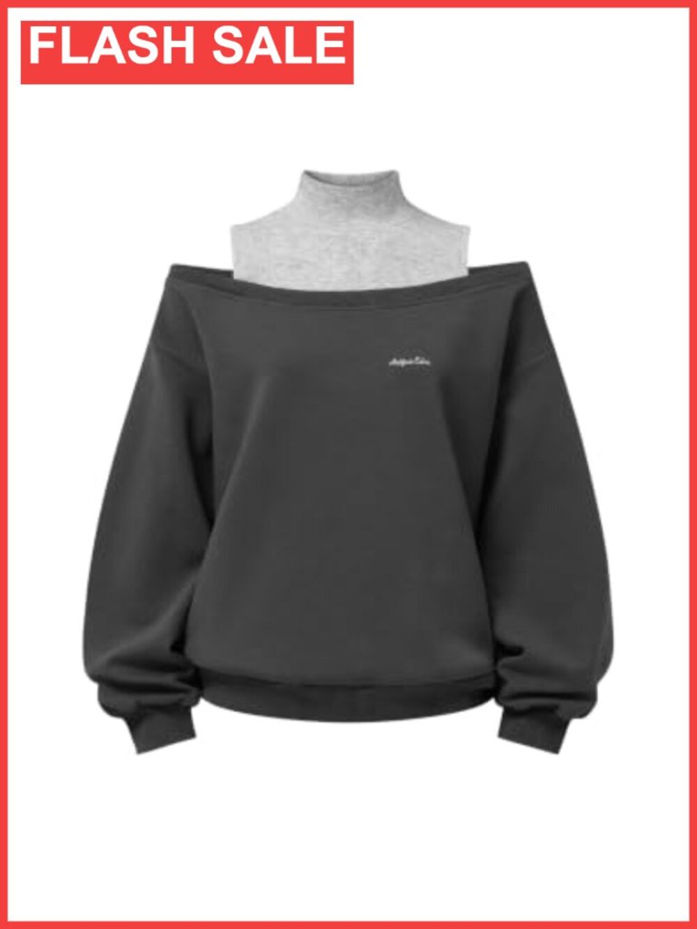 Off The Shoulder Mock Neck Boxy Sweatshirt Color Block Pullover